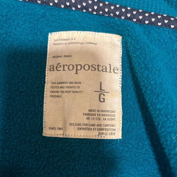 Aeropostale Girls Teal Zip Up Hoodie Sweatshirt Logo Casual Layering Size Large - Picture 5 of 5
